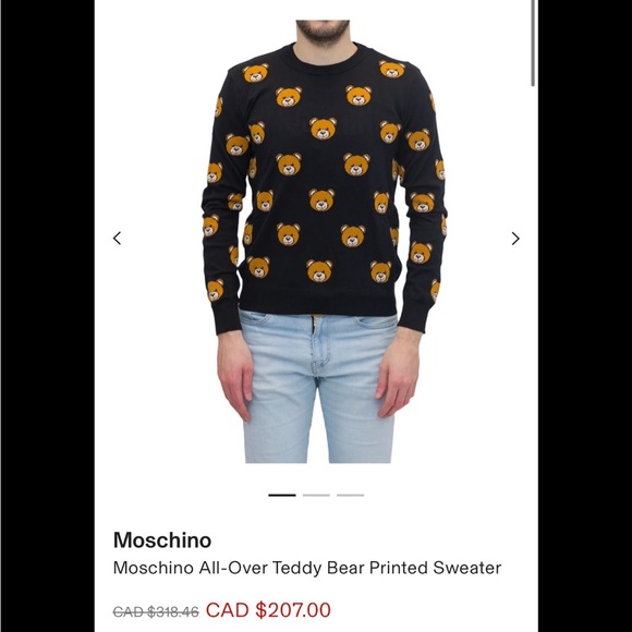 Moschino Other - Moschino Black Crewneck Sweater with All-Over Teddy Bear Motif (unsure of auth)
